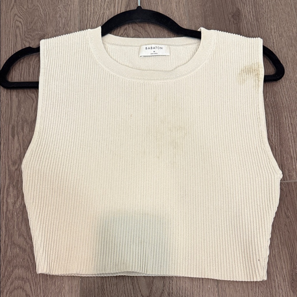 Babaton Off-White Ribbed Muscle Tee